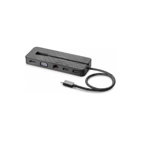 HP Mini Docking Station USB C, 2x USB 2.0, 1x  HDMI/VGA/RJ45, Negro
