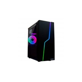 Gabinete Evotec Thunderbolt con Ventana, Midi Tower, ATX/Micro ATX/Mini-ATX, USB 2.0/3.2, con Fuente de 600W, Negro