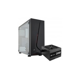 Gabinete Corsair SPEC-05 con Ventana LED Rojo, Midi-Tower, ATX, USB 3.0, incluye Fuente de 550W, Negro