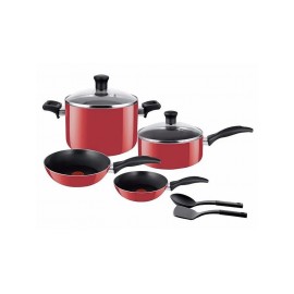 T-Fal Juego de Cocina Easy Care, Antiadherente, 8 Piezas, Rojo