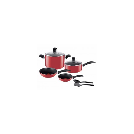 T-Fal Juego de Cocina Easy Care, Antiadherente, 8 Piezas, Rojo