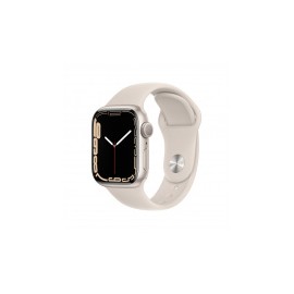 Apple Watch Series 7 GPS, Caja de Aluminio Color Blanco de 41mm, Correa Deportiva Blanco