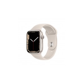Apple Watch Series 7 GPS, Caja de Aluminio Color Blanco Estelar de 45mm, Correa Deportiva Blanco