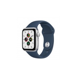 Apple Watch SE GPS, Caja de Aluminio Color Plata de 40mm, Correa Deportiva Color Azul Abismo