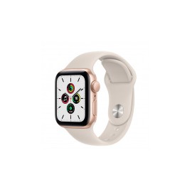 Apple Watch SE GPS, Caja de Aluminio Color Oro de 40mm, Correa Deportiva Color Blanco Estelar