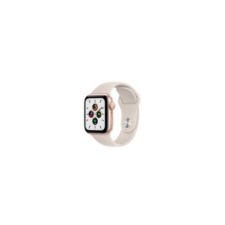 Apple Watch SE GPS, Caja de Aluminio Color Oro de 40mm, Correa Deportiva Color Blanco Estelar