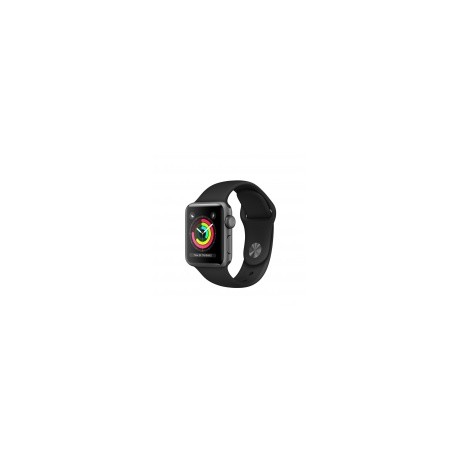 Apple Watch Series 3 GPS, Caja de Aluminio Color Space Gray de 38mm, Correa Deportiva Negra