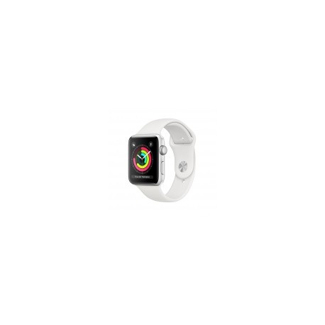 Apple Watch Series 3 GPS, Caja de Aluminio Color Plata de 42mm, Correa Deportiva Blanca