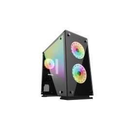 Gabinete Game Factor CSG550 con Ventana, Mini-Tower, Micro ATX/Mini-ITX, USB 3.0, sin Fuente, Negro