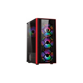 Gabinete Balam Rush KRONOS con Ventana, Midi-Tower, ATX/Micro ATX/Mini-ITX, USB 2.0/3.0, sin Fuente, Negro/Rojo