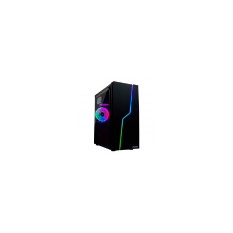 Gabinete Evotec Thunderbolt con Ventana, Midi Tower, ATX/Micro ATX/Mini-ATX, USB 2.0/3.2, con Fuente de 600W, Negro