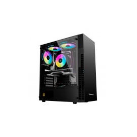 Gabinete Ocelot Gaming OG-C E4 con Ventana, Tower, ATX/Micro ATX/Mini-ITX, USB 2.0/3.1, sin Fuente, Negro