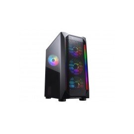 Gabinete Cougar MX410 Mesh-G RGB con Ventana, Midi Tower, ATX/micro ATX/Mini-ITX, USB 2.0/3.0, sin Fuente, Negro