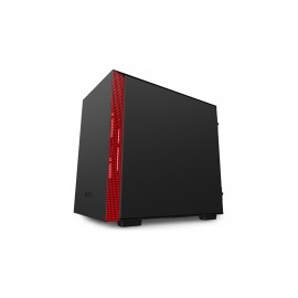Gabinete NZXT H210i Matte Black Red con Ventana RGB, Mini Tower, Mini-ITX, USB 3.2, sin Fuente, Negro/Rojo