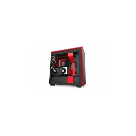 Gabinete NZXT H210 con Ventana, Mini-Tower, Mini-ITX, USB 3.0, sin Fuente, Negro/Rojo