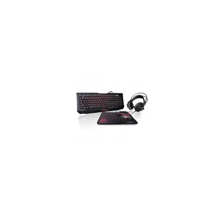 Kit Gamer 4 en 1 Tt eSPORTS KNUCKER Teclado + Mouse + Audífonos + Mousepad, Alámbrico, USB, Negro (Español)