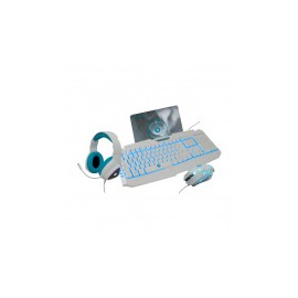 Kit Gamer de Teclado/Mouse/Headset/Mousepad Avalanche 4 en 1, Alámbrico, USB, Blanco (Español)
