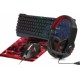 Kit Gamer de Teclado, Mouse, Diadema y Mousepad Necnon NGC-PEGASUS, Alámbrico, USB, Rojo/Negro (Inglés)