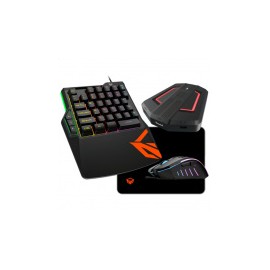 Kit Gamer de Teclado y Mouse Binden incluye Mousepad y Adaptador CO015, Alámbrico, USB, Negro (Inglés)