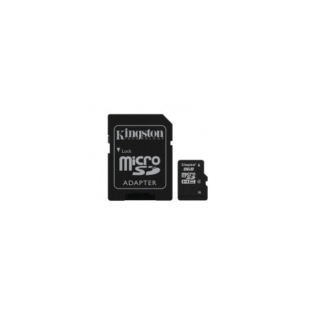 Memoria Flash Kingston, 8GB microSDHC Clase 4, con Adaptador