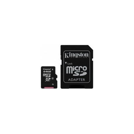 Memoria Flash Kingston, 64GB microSDXC Clase 10, con Adaptador