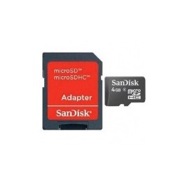 Memoria Flash SanDisk, 4GB mircoSDHC Clase 4, con Adaptador