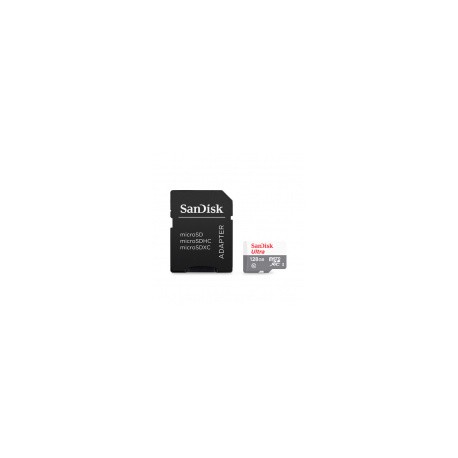 Memoria Flash SanDisk Ultra, 128GB MicroSDHC UHS-I Clase 10, con Adaptador