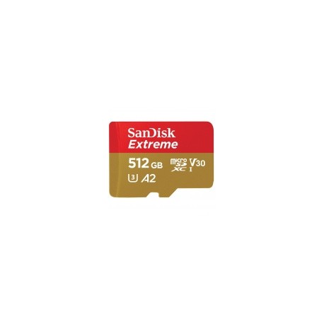 Memoria Flash SanDisk Extreme, 512GB MicroSDXC UHS-I Clase 10, con Adaptador