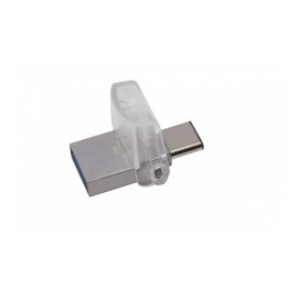 Memoria USB Kingston DataTraveler microDuo 3C, 128GB, USB 3.1/Micro USB, Lectura 100MB/s, Escritura 10MB/s, Plata