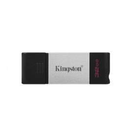 Memoria USB Kingston DataTraveler 80, 32GB, USB 3.2, Lectura 200MB/s, Negro/Plata