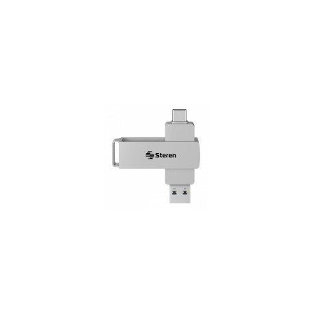 Memoria USB Steren MFD-064/DUAL, 64GB, USB C/USB A 3.0, Plata