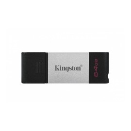 Memoria USB Kingston DataTraveler 80, 64GB, USB 3.2, Lectura 200MB/s, Negro/Plata