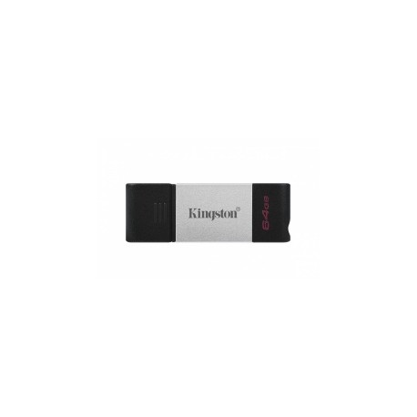 Memoria USB Kingston DataTraveler 80, 64GB, USB 3.2, Lectura 200MB/s, Negro/Plata