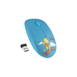 Mouse Steren Óptico COM-5711 The Simpsons Bart Skate, Inalámbrico, USB, 1600DPI, Azul