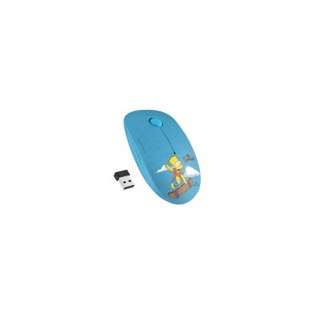 Mouse Steren Óptico COM-5711 The Simpsons Bart Skate, Inalámbrico, USB, 1600DPI, Azul
