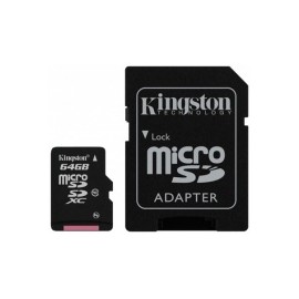 Memoria Flash Kingston, 64GB microSDXC Clase 10, con Adaptador