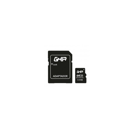 Memoria Flash Ghia GAC-210, 64GB MicroSDXC UHS-I Clase 10, con Adaptador