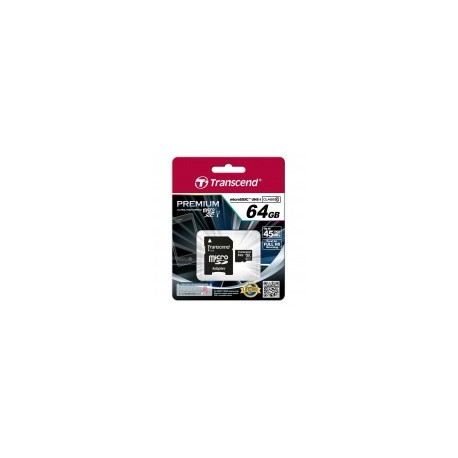 Memoria Flash Transcend, 64GB microSDXC UHS-I Clase 10, con Adaptador