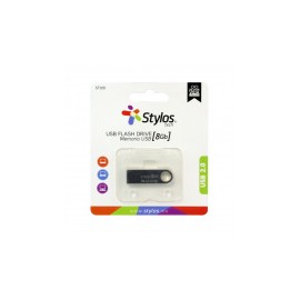 Memoria USB Stylos, 8GB, USB A, Lectura 80MB/s, Plata