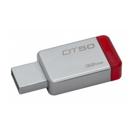 Memoria USB Kingston DataTraveler 50, 32GB, USB 3.0, Plata/Rojo