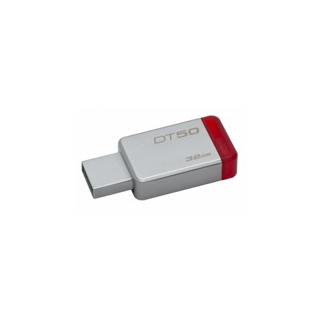 Memoria USB Kingston DataTraveler 50, 32GB, USB 3.0, Plata/Rojo