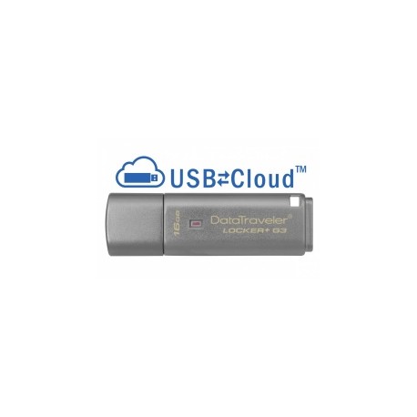 Memoria USB Kingston DataTraveler Locker+ G3, 16GB, USB 3.0, Lectura 135MB/s, Escritura 40MB/s, Plata