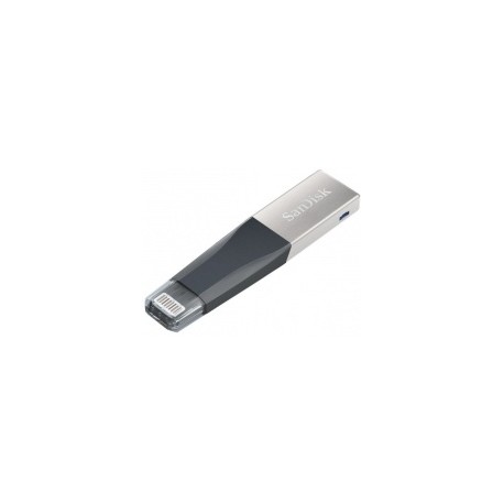 Memoria USB SanDisk IXpand Mini, 32GB, USB 3.0/Lightning, Lectura 90MB/s, Gris/Plata