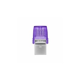 Memoria USB Kingston DataTraveler MicroDuo 3C, 64GB, USB A/C, Lectura 200MB/s, Morado