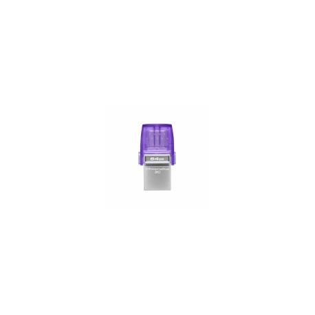 Memoria USB Kingston DataTraveler MicroDuo 3C, 64GB, USB A/C, Lectura 200MB/s, Morado