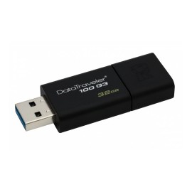 Memoria USB Kingston DataTraveler 100 G3, 32GB, USB 3.0, Lectura 100MB/s, Escritura 10MB/s, Negro