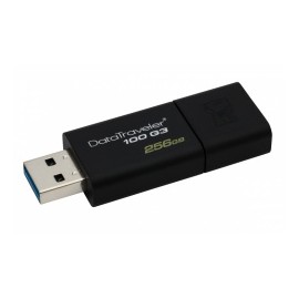 Memoria USB Kingston DataTraveler 100 G3, 256GB, USB 3.0, Lectura 130MB/s, Negro
