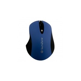 Mouse Ergonómico TechZone Óptico TZ16MOU03, RF Inalámbrico, 1600DPI, Negro/Azul