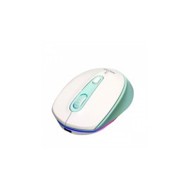 Mouse Ergonómico Perfect Choice Óptico Lumier, Inalámbrico, USB-C, 1600DPI, Blanco/Menta