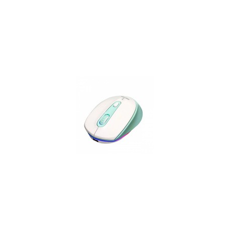 Mouse Ergonómico Perfect Choice Óptico Lumier, Inalámbrico, USB-C, 1600DPI, Blanco/Menta